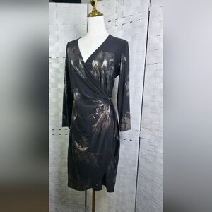 EMILY Black & Gold Wrap Dress